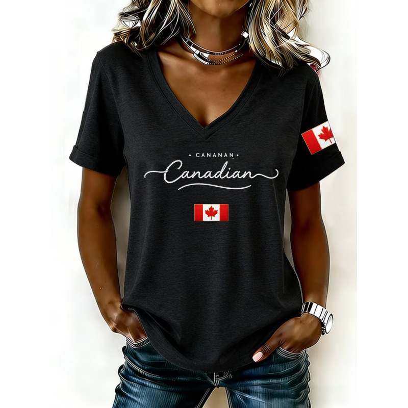 Summer Clothing Women Canada - 캐나다 국기 인쇄 여성 티셔츠 패션