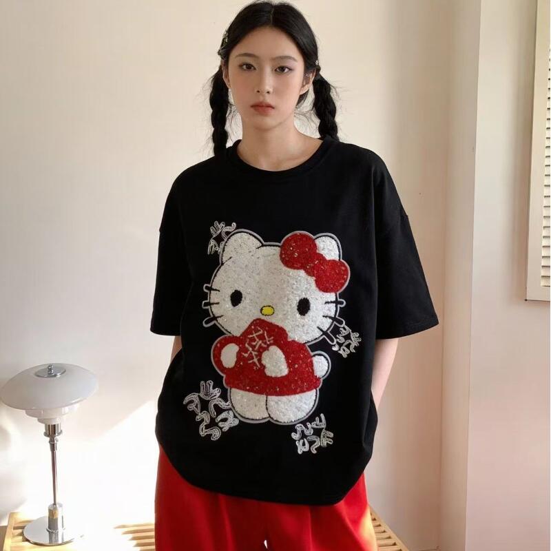 Summer Clothing - 귀여운 반팔 헬로 키티 여름 새