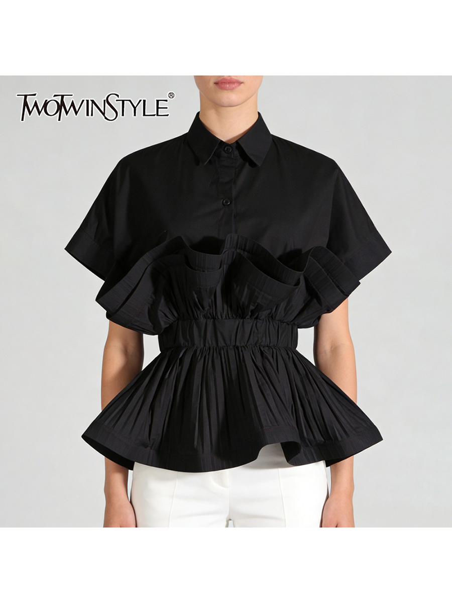 Summer Clothing Trends For Women - TWOTWINSTYLE 패션 스플라이스 프릴 폴드 디자인