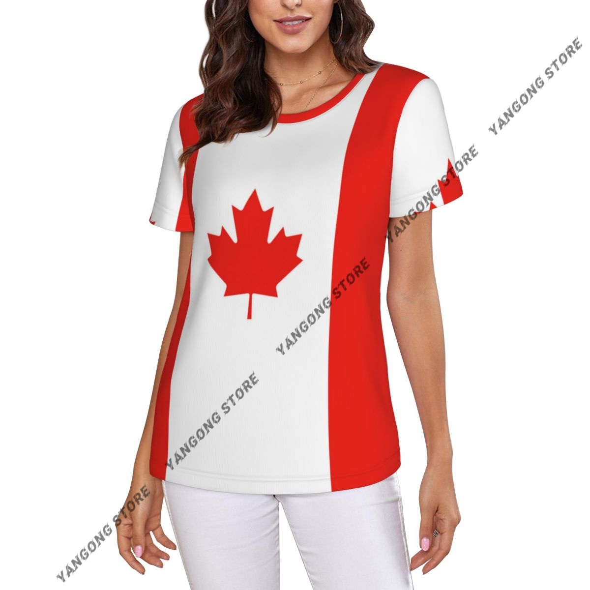 Summer Clothing Women Canada - 여성 티셔츠 캐나다 캐나다 국기 Tshirt