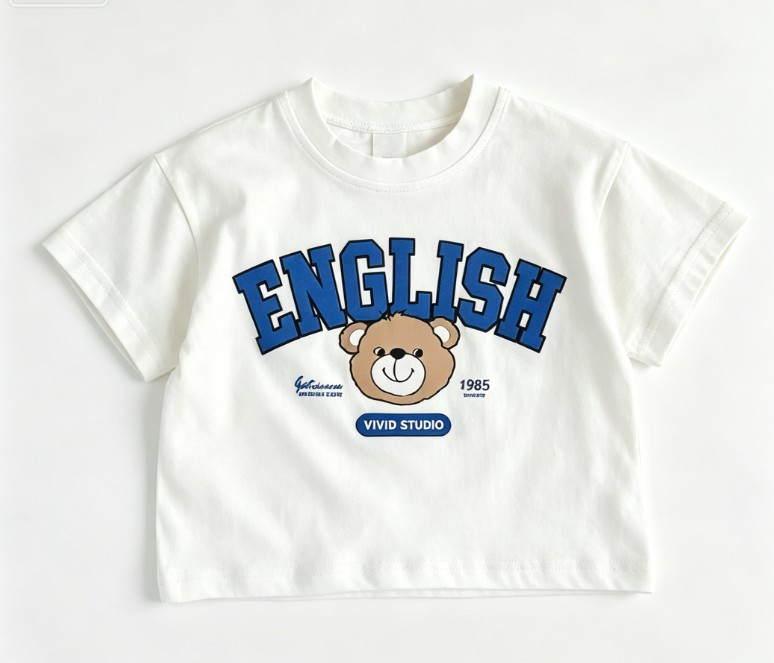 Summer Clothing Options - 키즈 귀여운 영어 곰 티셔츠 유아