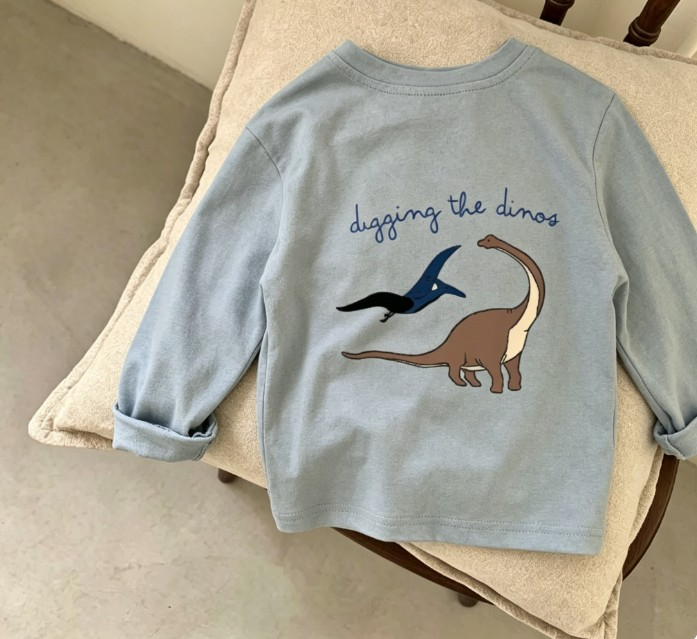 Summer Clothing Options - 어린이 유행 음료 고양이와 공룡 프린트