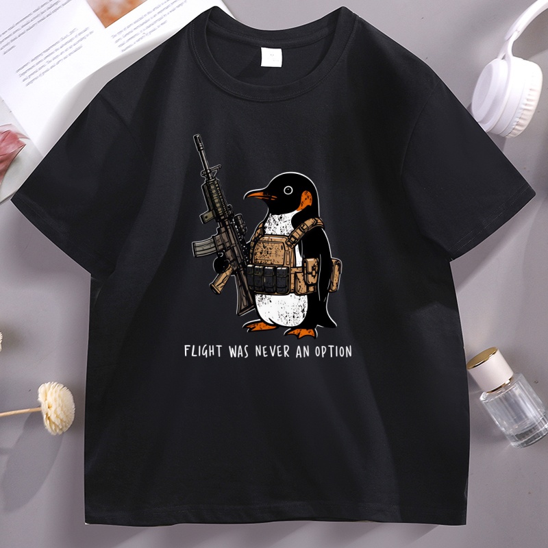 Summer Clothing Options - 전술 펭귄 프린트 티셔츠 재미있는 비행은