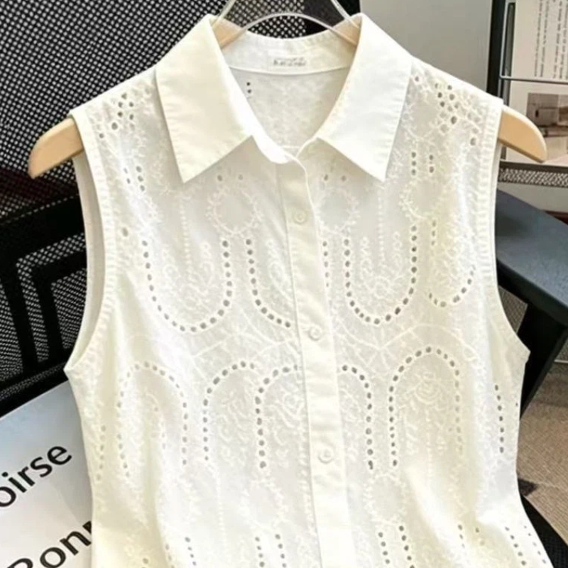 달콤한 민소매 솔리드 넥 버튼 올매치 블라우스 여름 심 - Summer Clothing Trends For Women 리뷰 및 가격