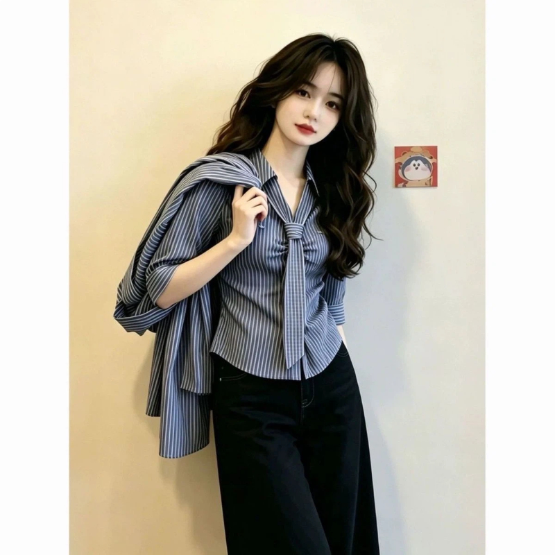 폴로넥 레이싱 반팔 슬림 스트라이프 우아한 블라우스 여 - Summer Clothing Trends For Women 리뷰 및 가격