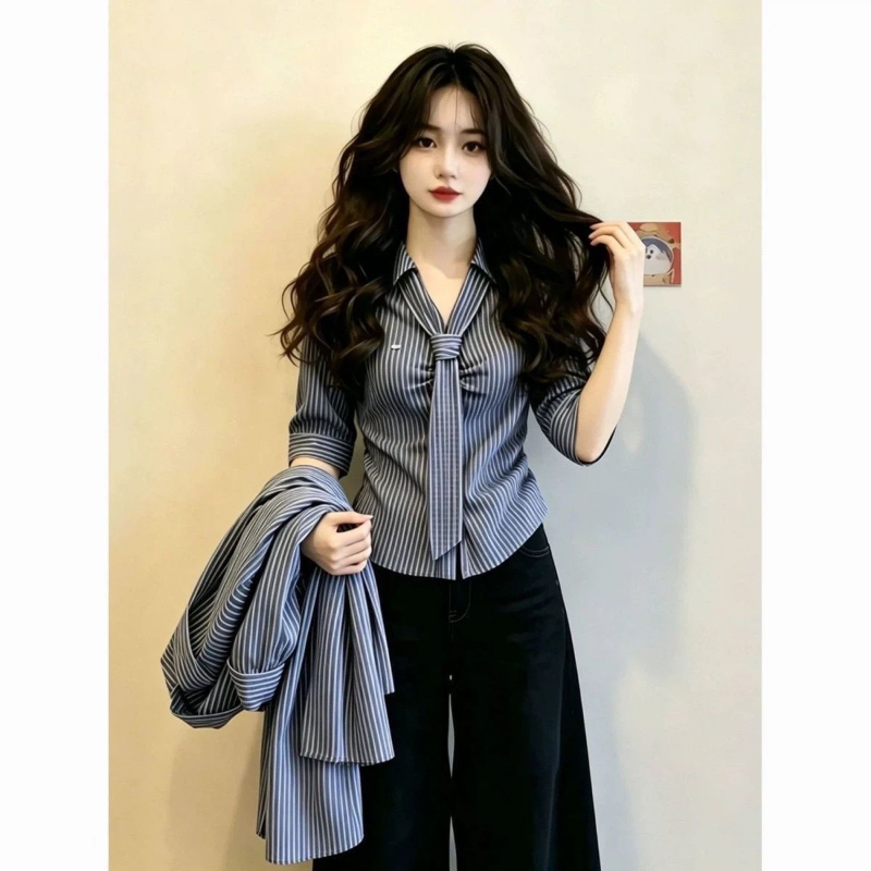 폴로넥 레이싱 반팔 슬림 스트라이프 우아한 블라우스 여 - Summer Clothing Trends For Women 리뷰 및 가격