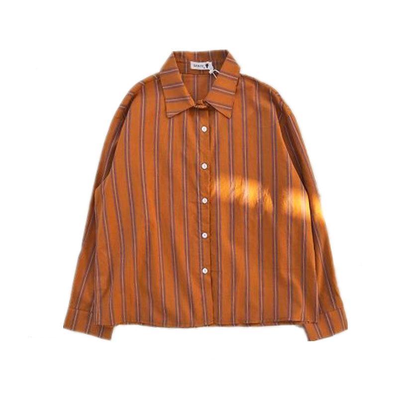 용수철 스트라이프 루즈 캐주얼 블라우스, 폴로 넥 긴팔 - Summer Clothing Trends For Women 리뷰 및 가격