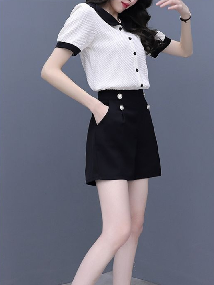 여성용 배색 버튼 반바지 세트 2피스 트렌드 2025  - Summer Clothing Trends For Women 리뷰 및 가격