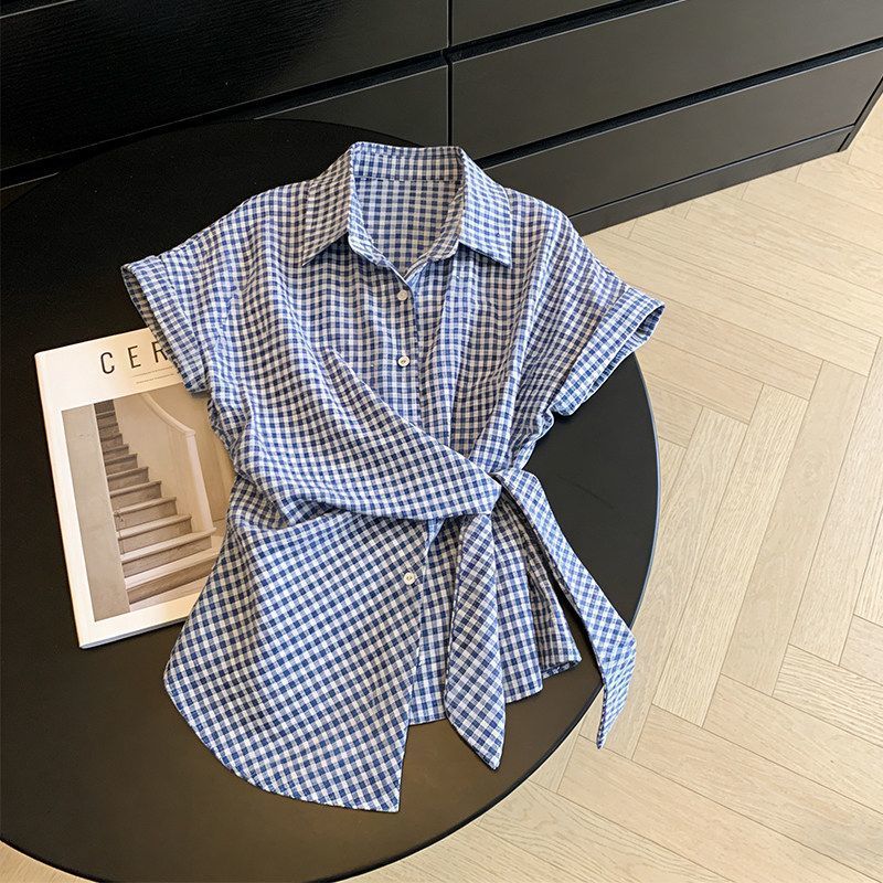 불규칙한 격자 무늬 붕대 트렌드 반팔 셔츠 탑 여름 여 - Summer Clothing Trends For Women 리뷰 및 가격
