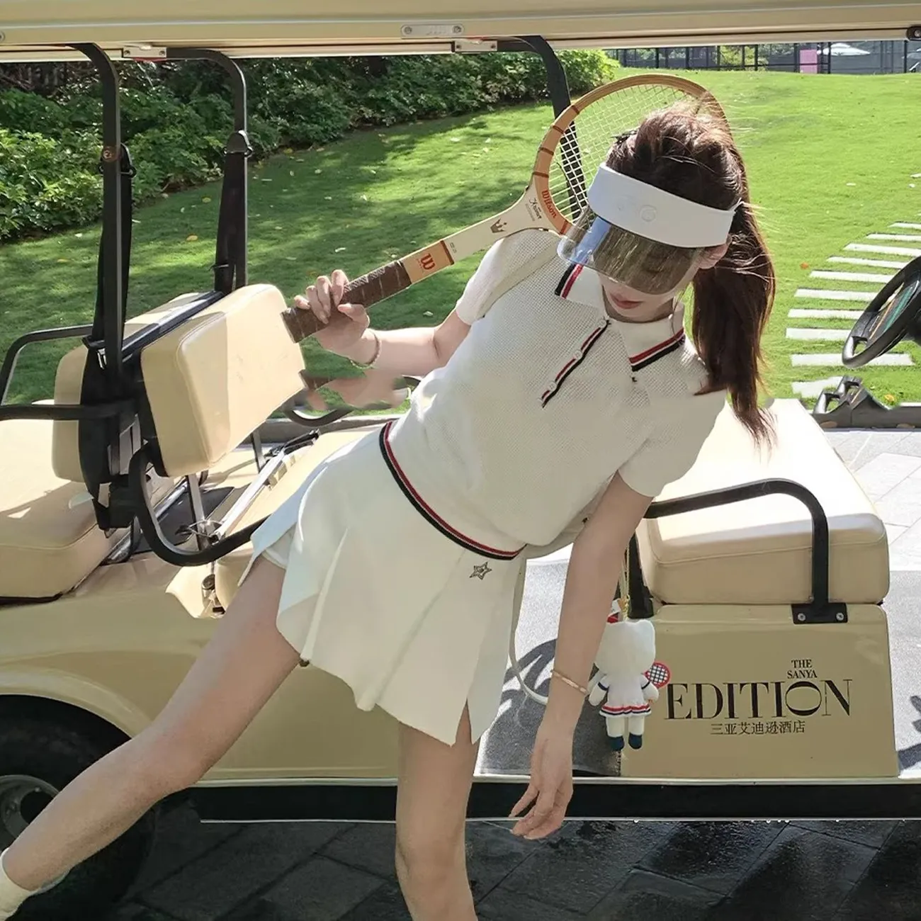 여름 여성 테니스 시리즈 와플 니트웨어 골프 폴로 스커 - Summer Golf Clothing 리뷰 및 가격