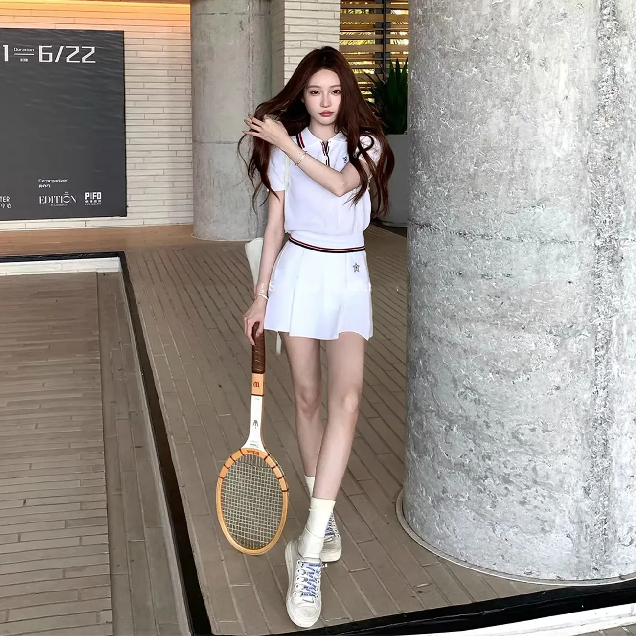 여름 여성 테니스 시리즈 와플 니트웨어 골프 폴로 스커 - Summer Golf Clothing 리뷰 및 가격