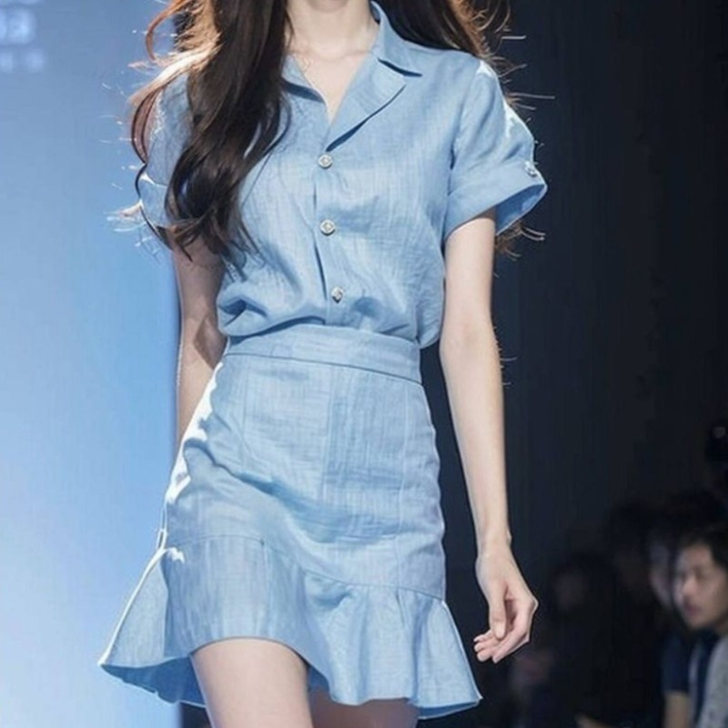 여성용 반팔 스커트 블루 투피스 세트, 비치 탑과 하의 - Summer Clothing Trends For Women 리뷰 및 가격