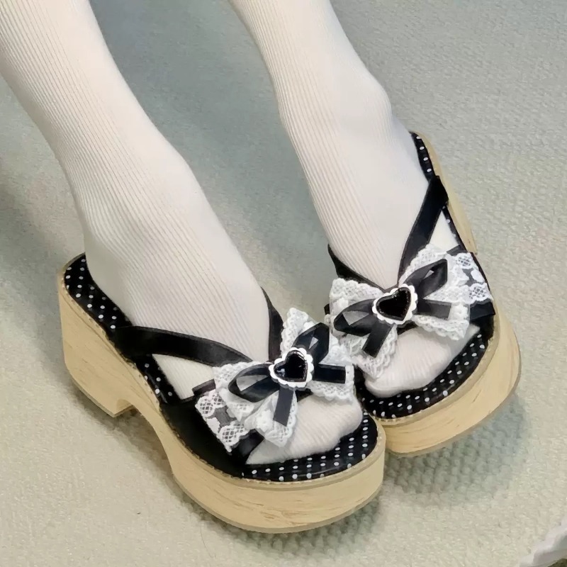 스윗 보우 우드 그레인 두꺼운 바닥 플랫폼 슬리퍼 여성 - Summer Clothing Ladies 리뷰 및 가격