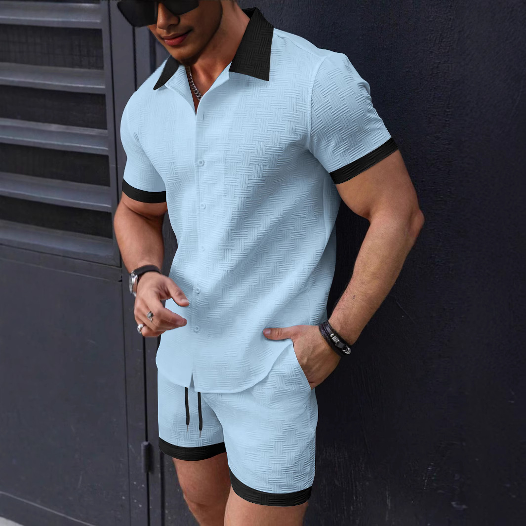 매칭 세트 트렌드 남성 정장 린넨 반팔 자카드 셔츠 및 - Summer Clothing Men Linen 리뷰 및 가격