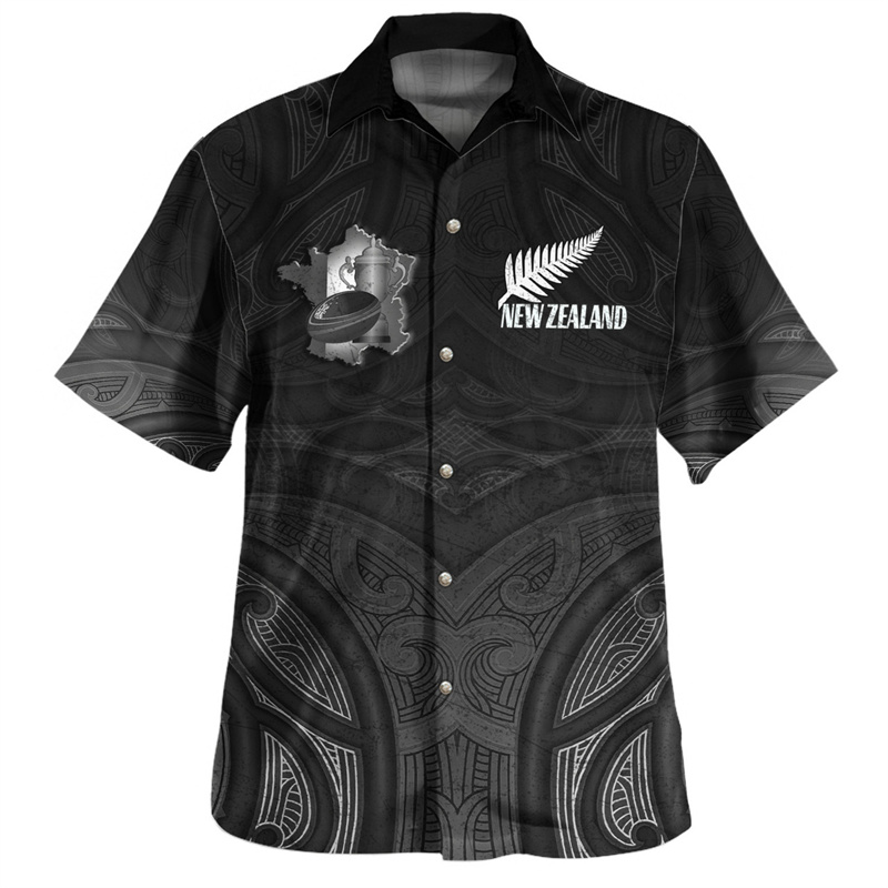 하라주쿠 3D 실버 고사리 럭비 국기 인쇄 셔츠, NZ - Summer Clothing Nz 리뷰 및 가격