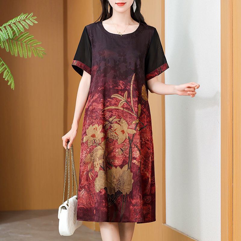 우아한 미디 기장 프린트 원피스 맘 스타일 여름 202 - Summer Clothing For Women Over 60 리뷰 및 가격