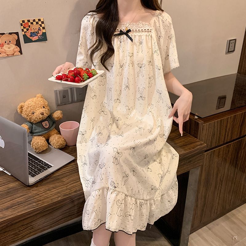 플러스 사이즈 공주 스타일 나이트 가운 여름 짧은 소매 - Summer Clothing Ladies 리뷰 및 가격