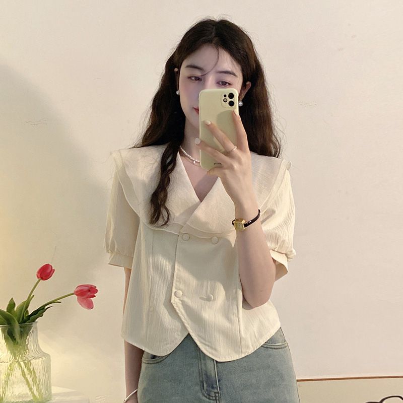 대비 패치워크 버튼 러플 스위트 셔츠 탑 새로운 여성  - Summer Clothing Trends For Women 리뷰 및 가격