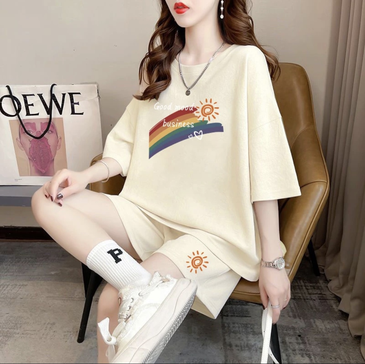 패션 여성 여름 반바지 세트, 스포츠웨어, 오버사이즈  - Summer Clothing 리뷰 및 가격