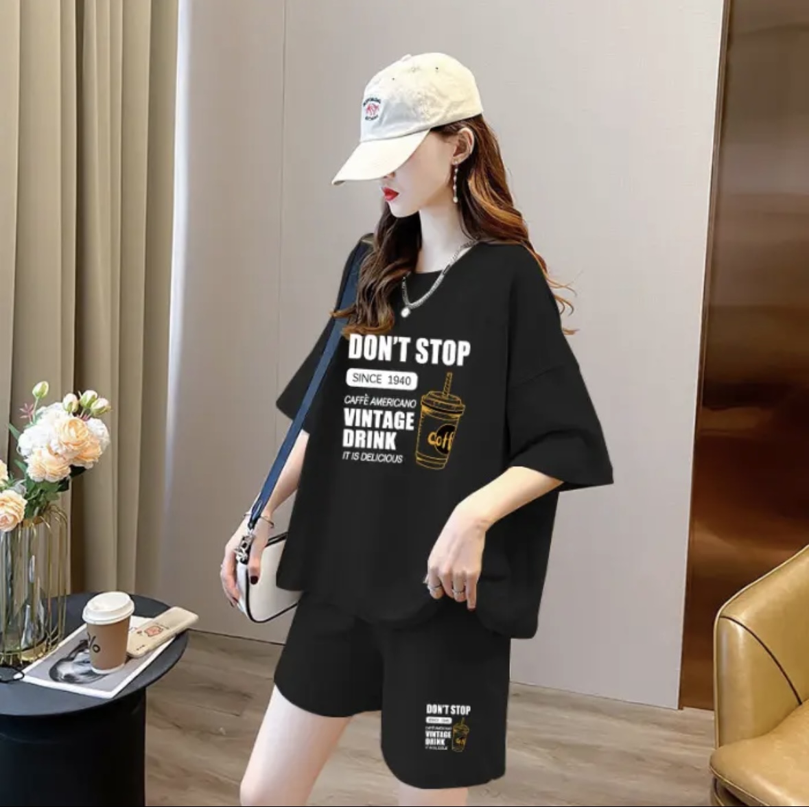 패션 여성 여름 반바지 세트, 스포츠웨어, 오버사이즈  - Summer Clothing 리뷰 및 가격