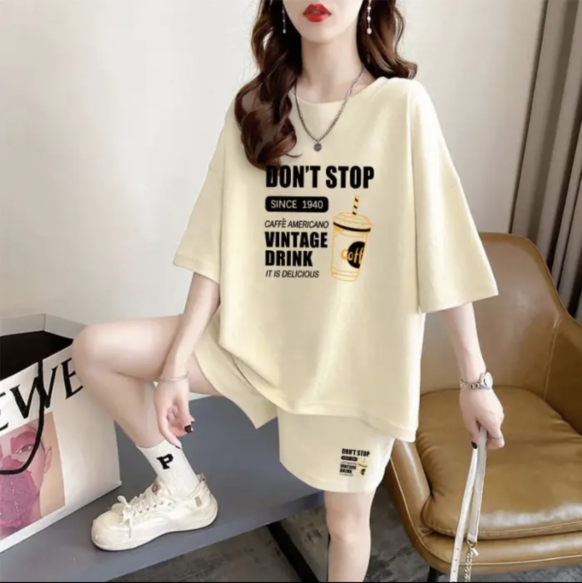 패션 여성 여름 반바지 세트, 스포츠웨어, 오버사이즈  - Summer Clothing 리뷰 및 가격